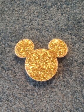 Pop Socket Glitter Mickey Shape Kids Accessory - Gold Brand New